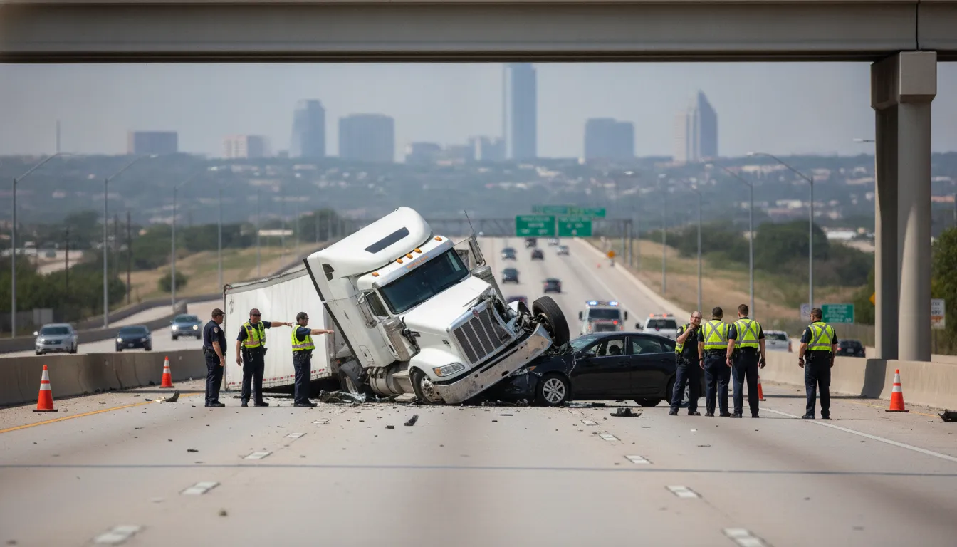 Austin driver documenting an 18-wheeler crash safely